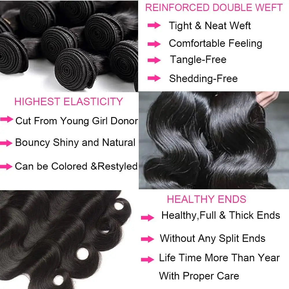 12A Human Hair Bundles Body Wave Bundles Human Hair 18 20 22 Inch Unprocessed Brazilian Virgin Hair Body Wave 3 Bundles Deals Straight Deep Curly Wave Real Human Hair Extensions For Black Women Natural Black